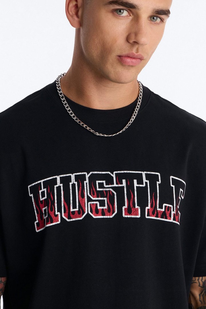 Hustle Heavy Weight Oversized Short Sleeve Tee - Black