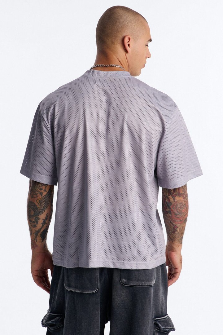 Tribal Mesh Jersey Short Sleeve Tee - Grey