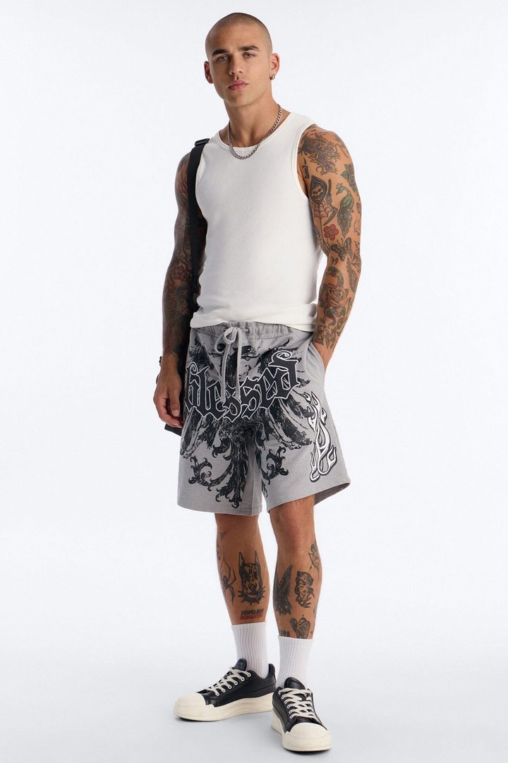 Blessed Redemption Patch Relaxed Sweatshort - Grey
