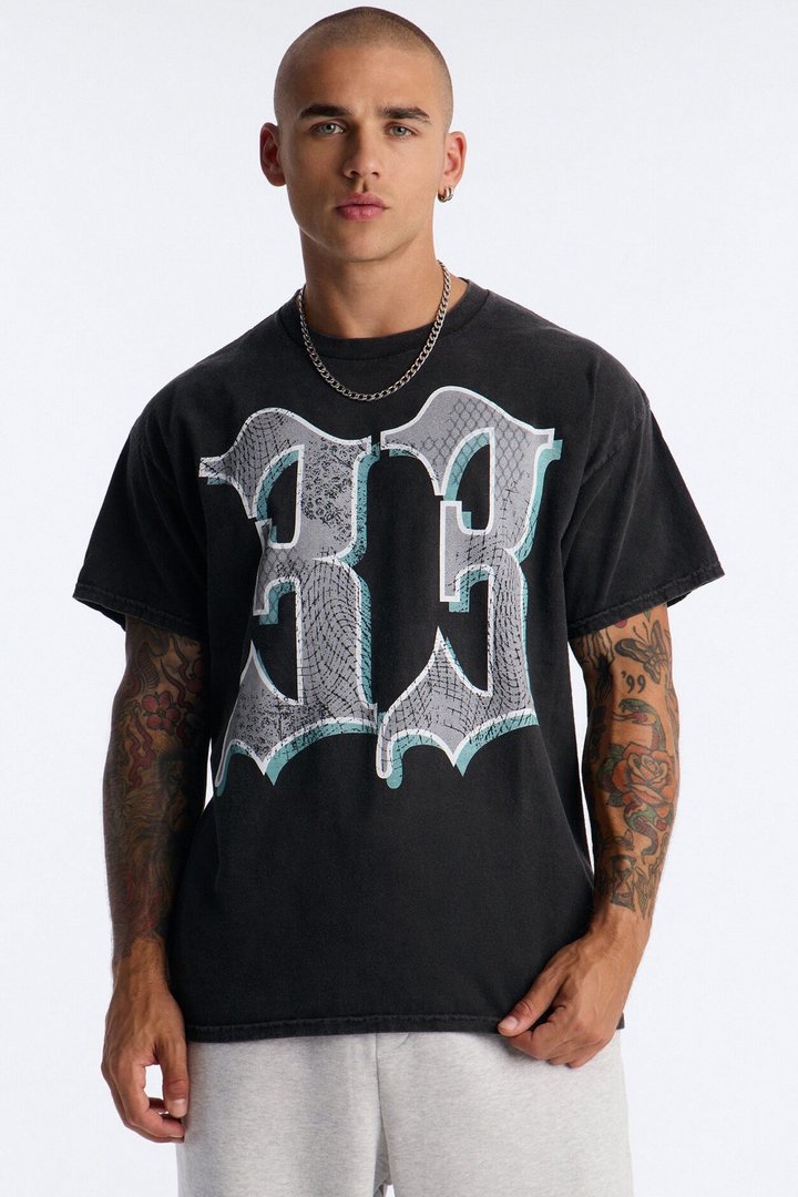 Substance 33 Vintage Oversized Short Sleeve Tee - Black Wash