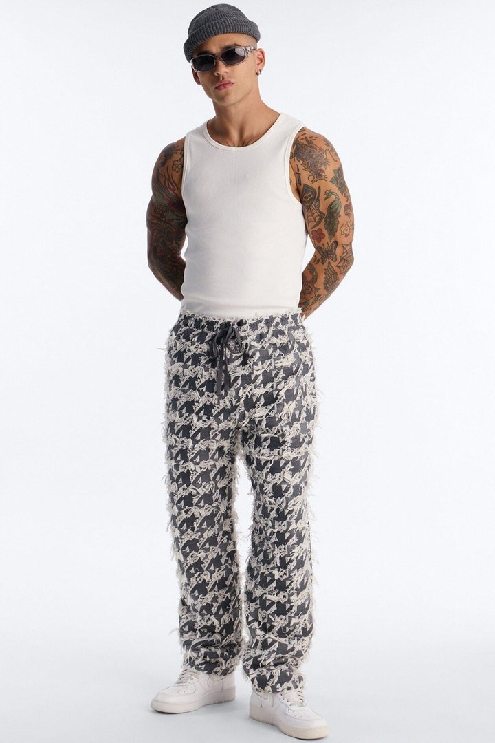 Straight Houndstooth Nomad Pant - Grey