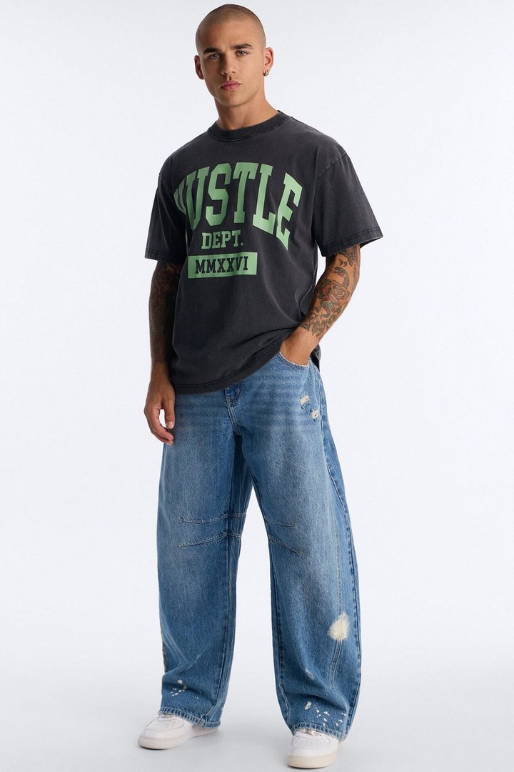 Hustle Dept Oversized Heavy Weight Short Sleeve Tee - Black