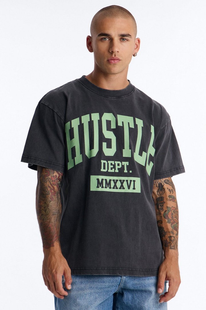 Hustle Dept Oversized Heavy Weight Short Sleeve Tee - Black