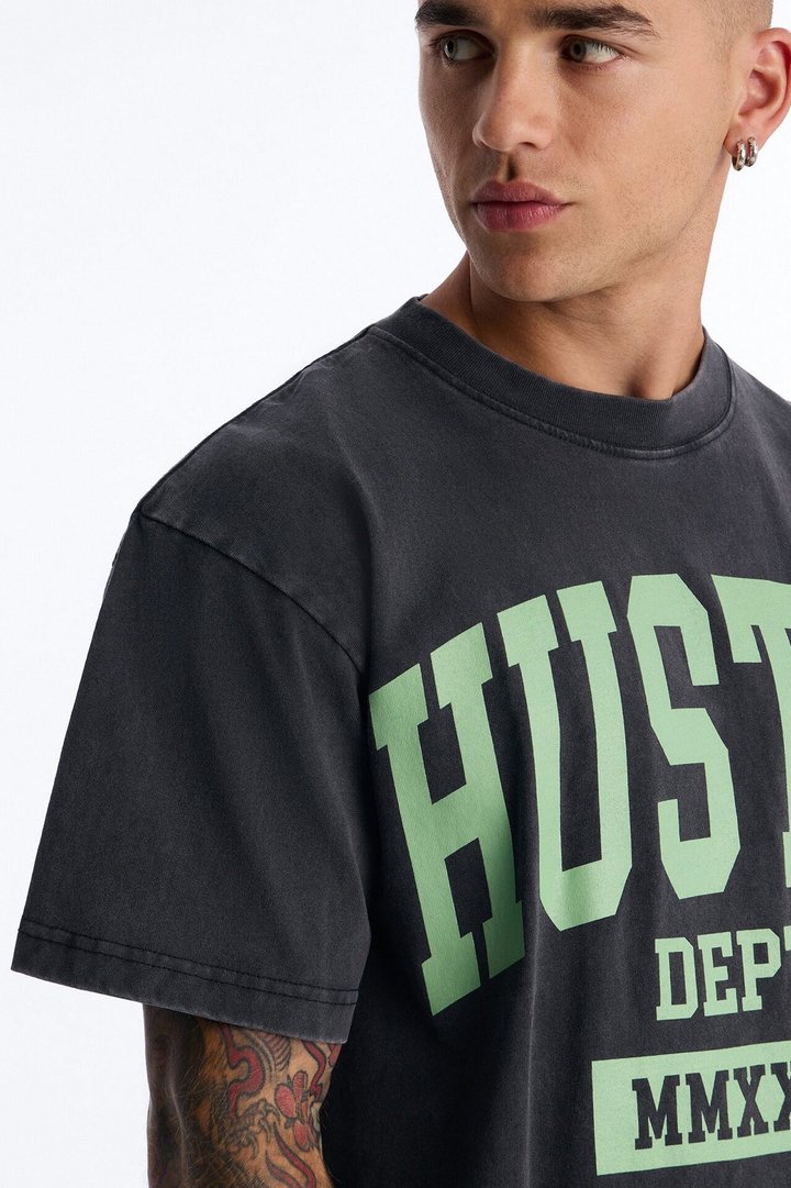 Hustle Dept Oversized Heavy Weight Short Sleeve Tee - Black