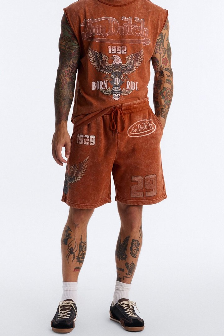Von Dutch Born To Ride Sweatshort - Orange
