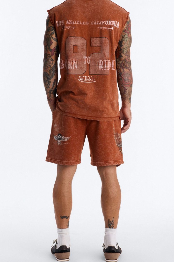 Von Dutch Born To Ride Sweatshort - Orange