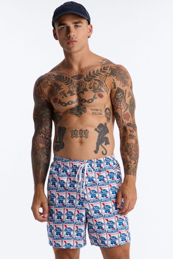 PBR Block Party Printed Swim Trunk 7″ - Multi Color