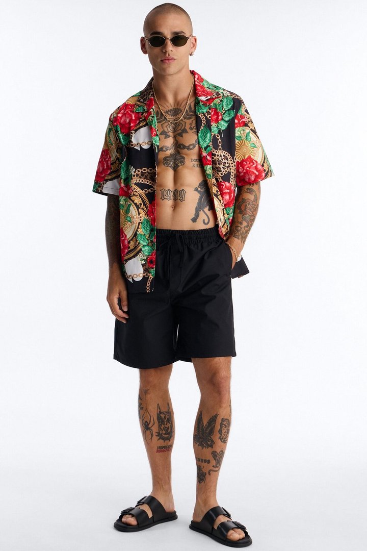 Relaxed Roses & Riches Baroque Button Up Shirt - Multi Color