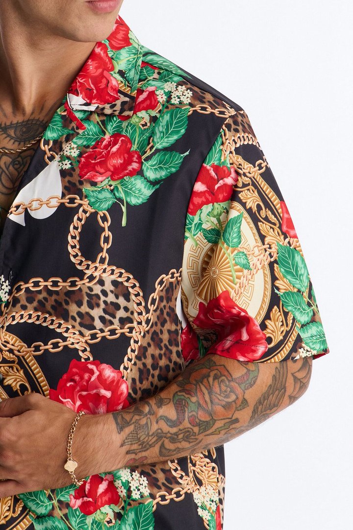 Relaxed Roses & Riches Baroque Button Up Shirt - Multi Color