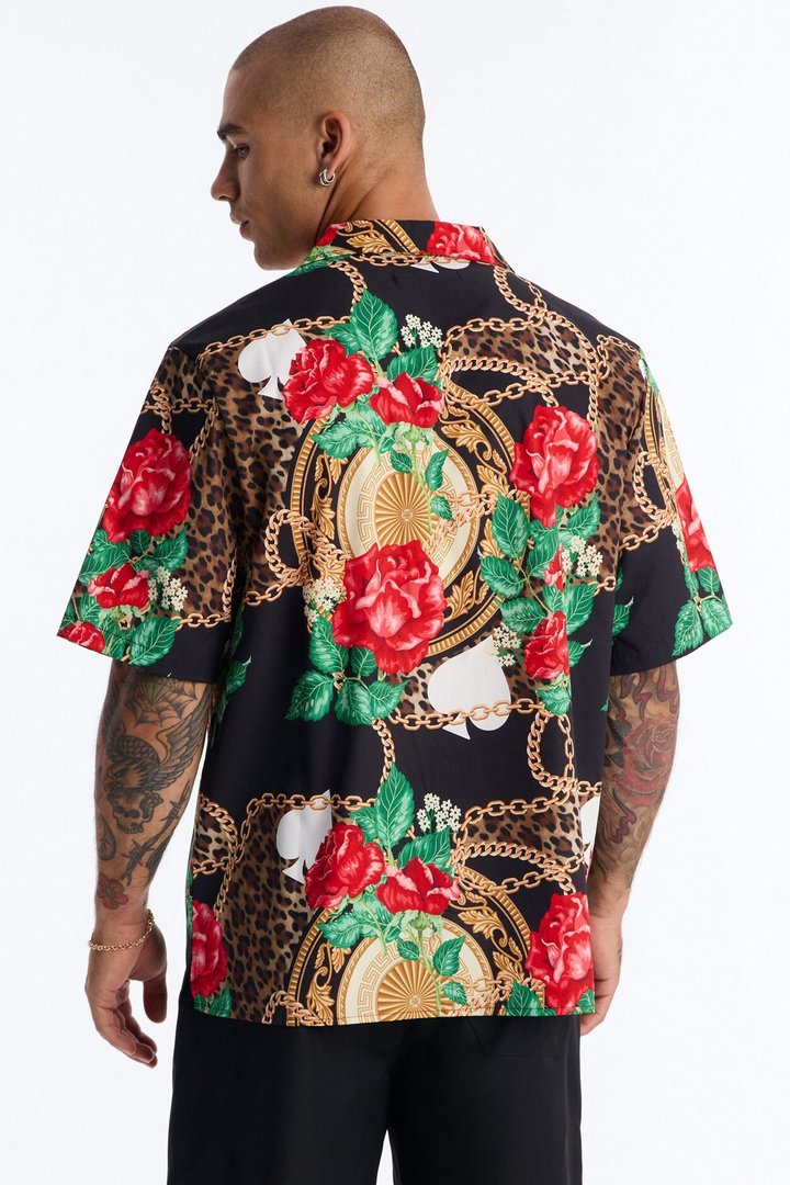 Relaxed Roses & Riches Baroque Button Up Shirt - Multi Color