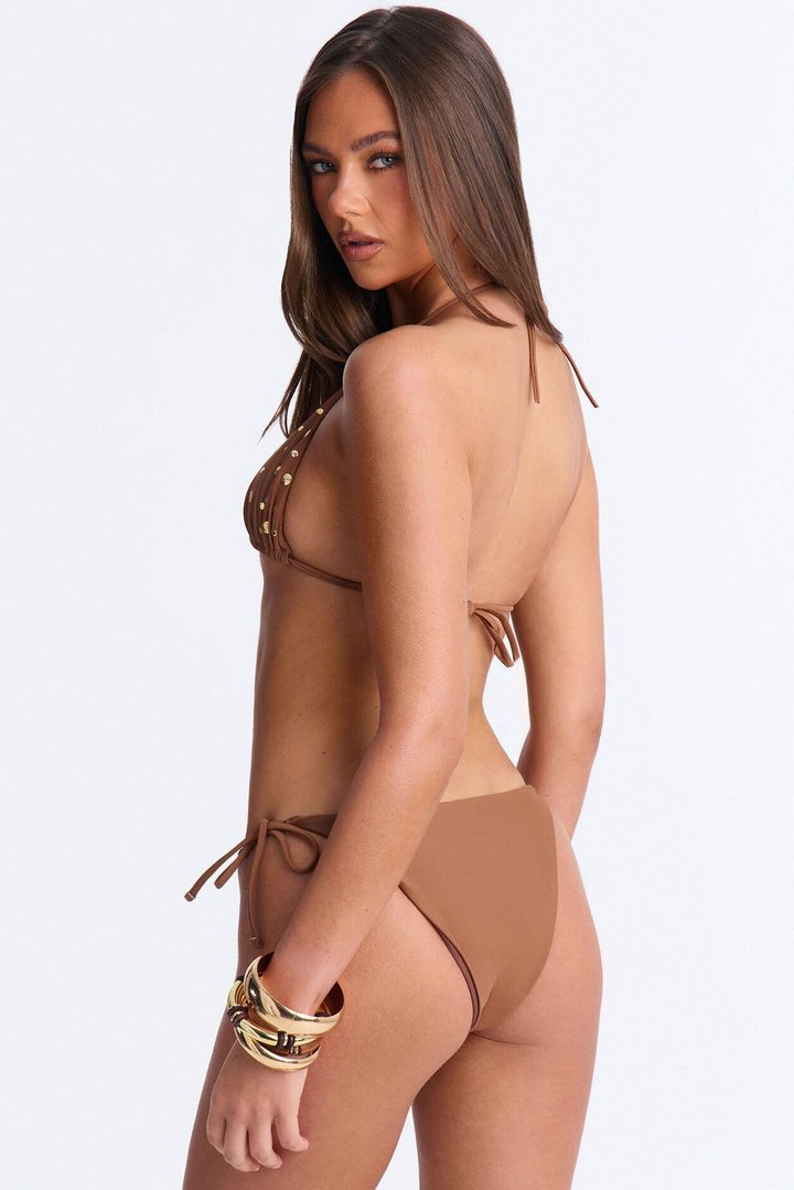 Island Soul Rhinestones 2 Piece Bikini - Brown