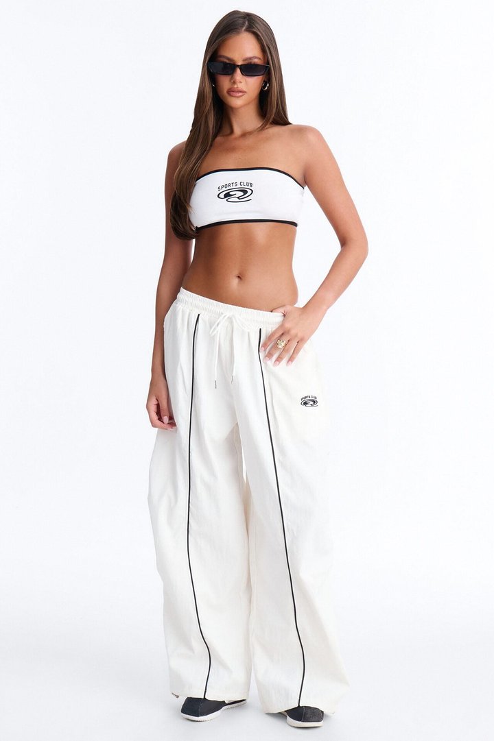 Sports Club Windbreaker Pant Set - White