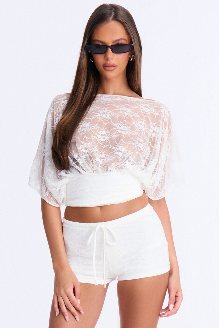 Dahlia Lace Short Set - White