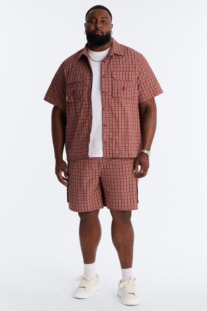 Ryder Plaid Button Up Shirt - Red/combo