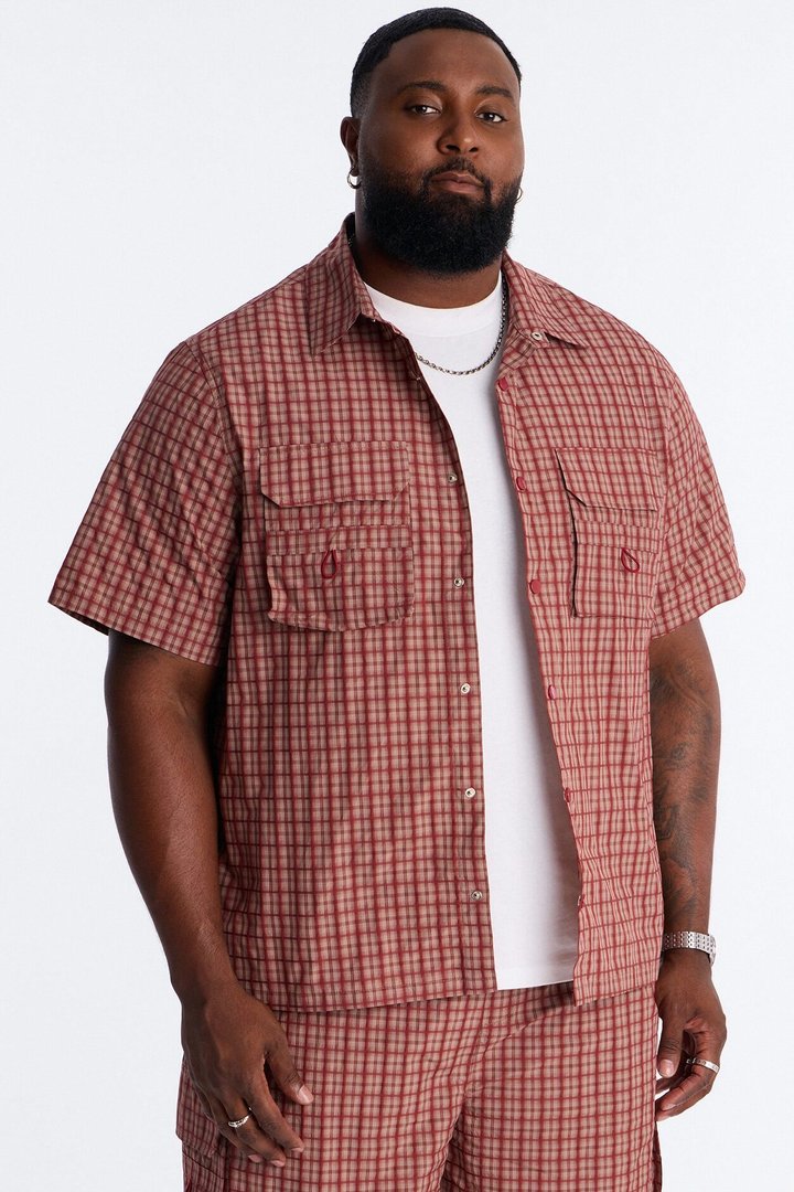 Ryder Plaid Button Up Shirt - Red/combo