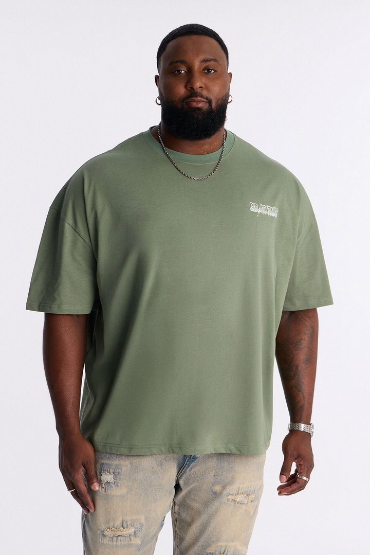 Gratitude Heavy Weight Oversized Short Sleeve Tee - Olive
