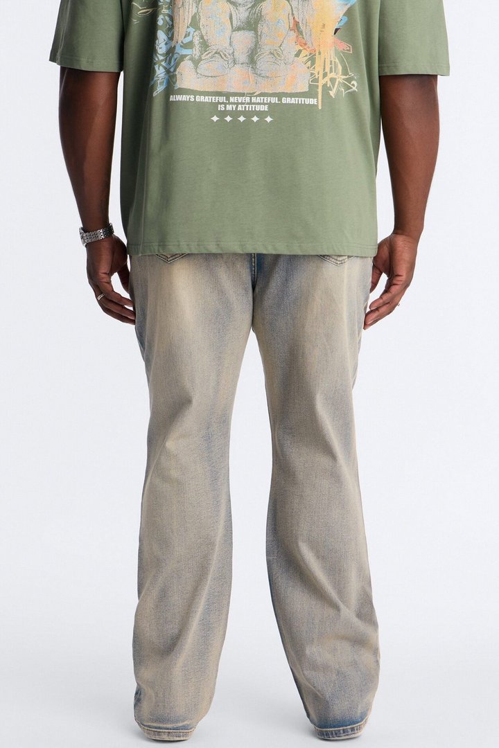 Stacked Slim Flare Desert Distress Jeans - Vintage Wash