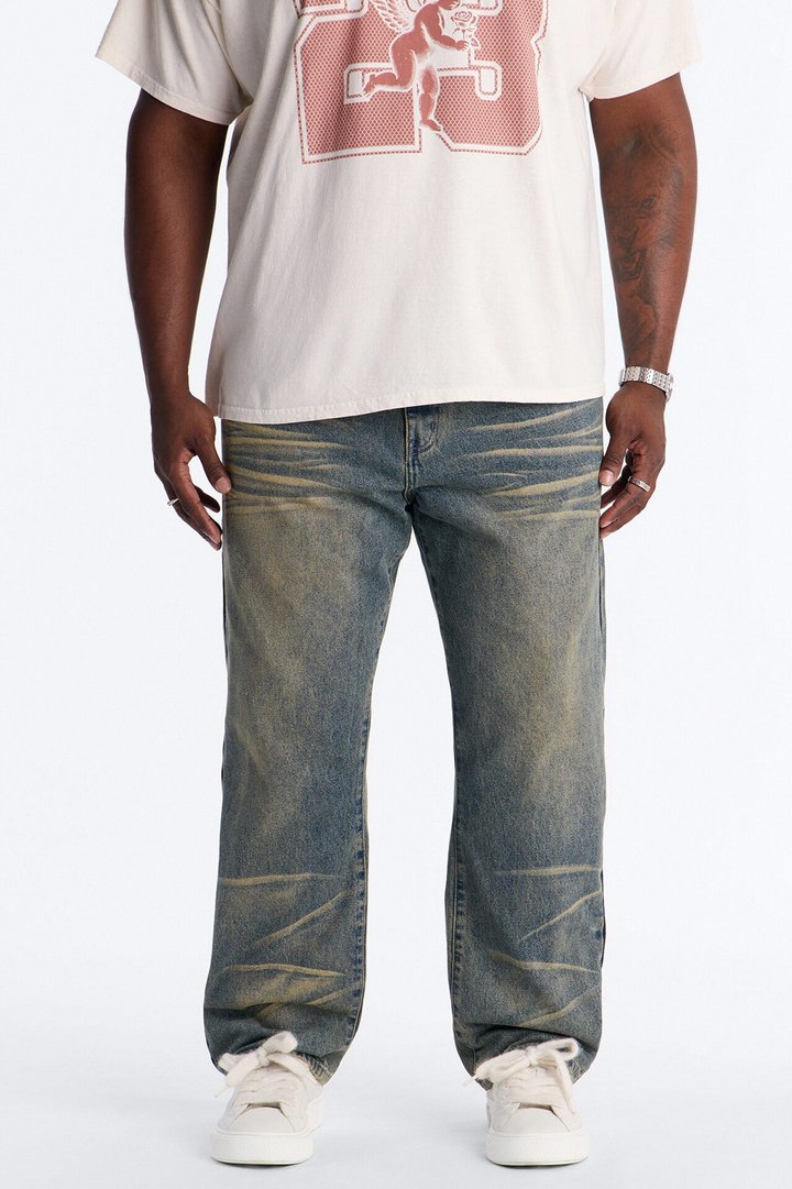 Straight Dark Wave Jeans - Medium Blue Wash