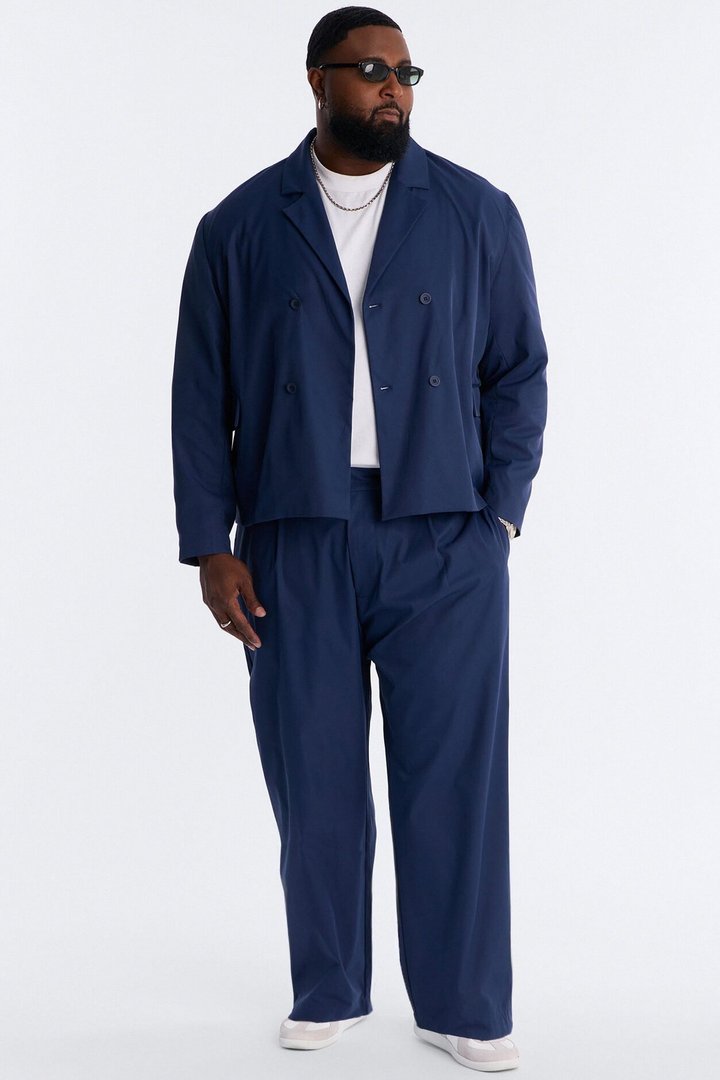 Relaxed Straight Heirloom Pleated Trouser - Navy