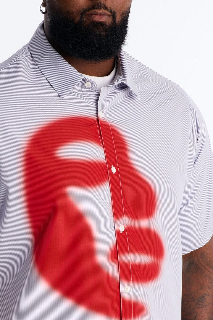 Half Visage Button Up Shirt - Blue/combo