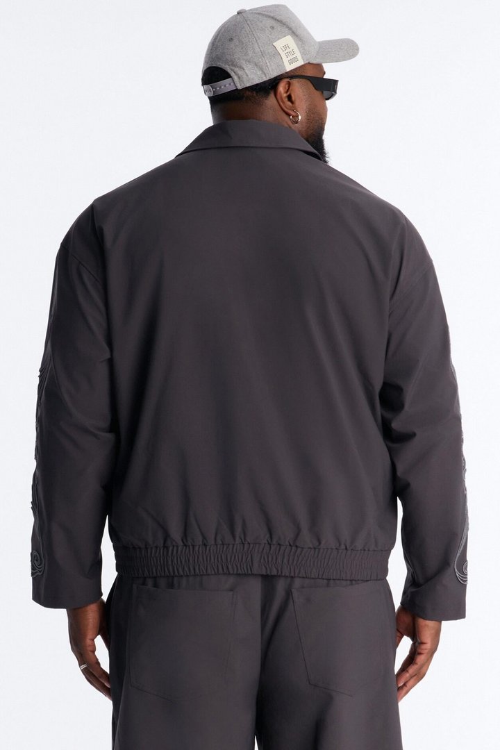 Delaro Embroidered Bomber Jacket - Charcoal