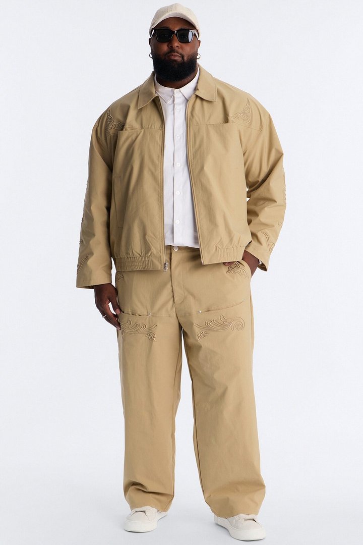Delaro Embroidered Bomber Jacket - Khaki