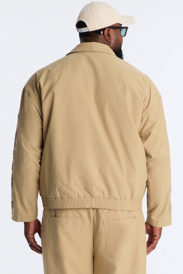 Delaro Embroidered Bomber Jacket - Khaki