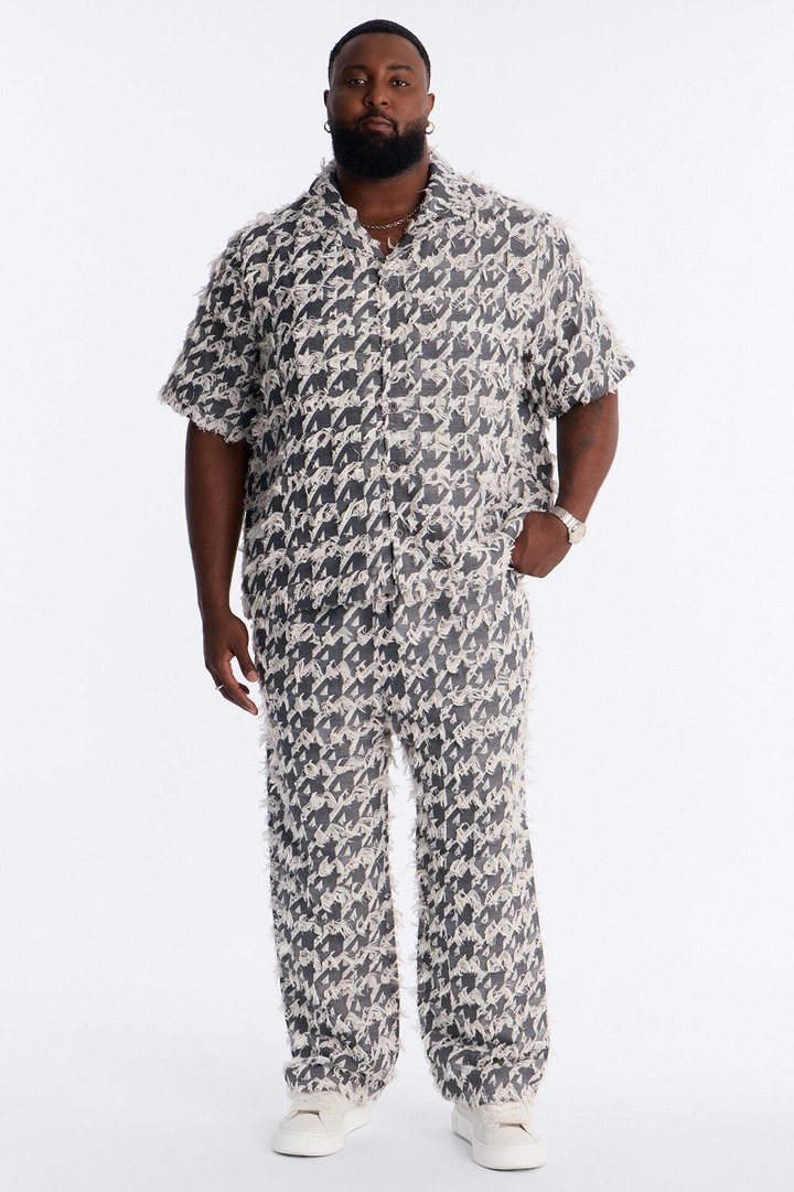 Straight Houndstooth Nomad Pant - Grey