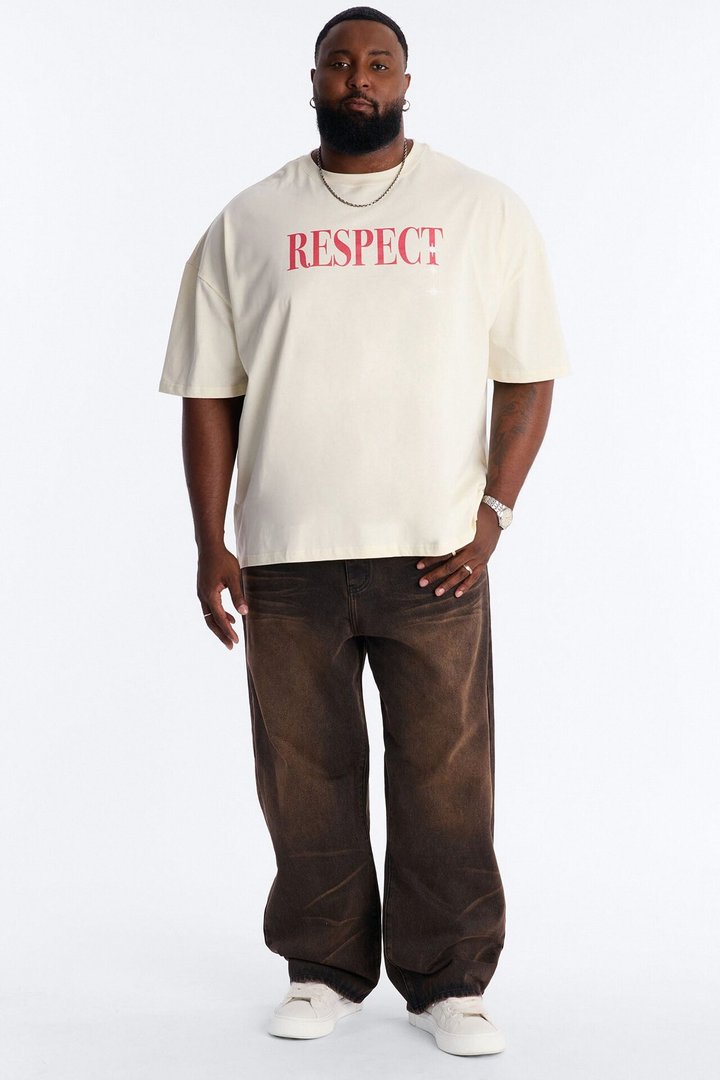Luke 6:31 Foil Heavy Weight Oversized Short Sleeve Tee - Cream