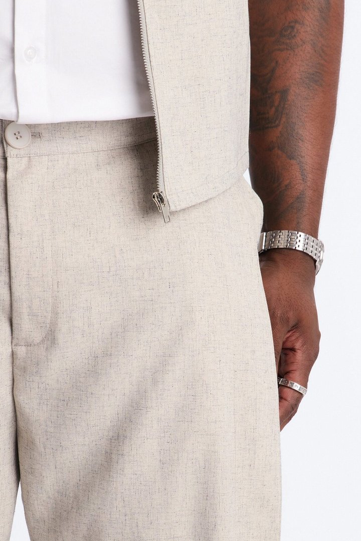 Maison Tailored Baggy Buttoned Cuff Pant - Khaki