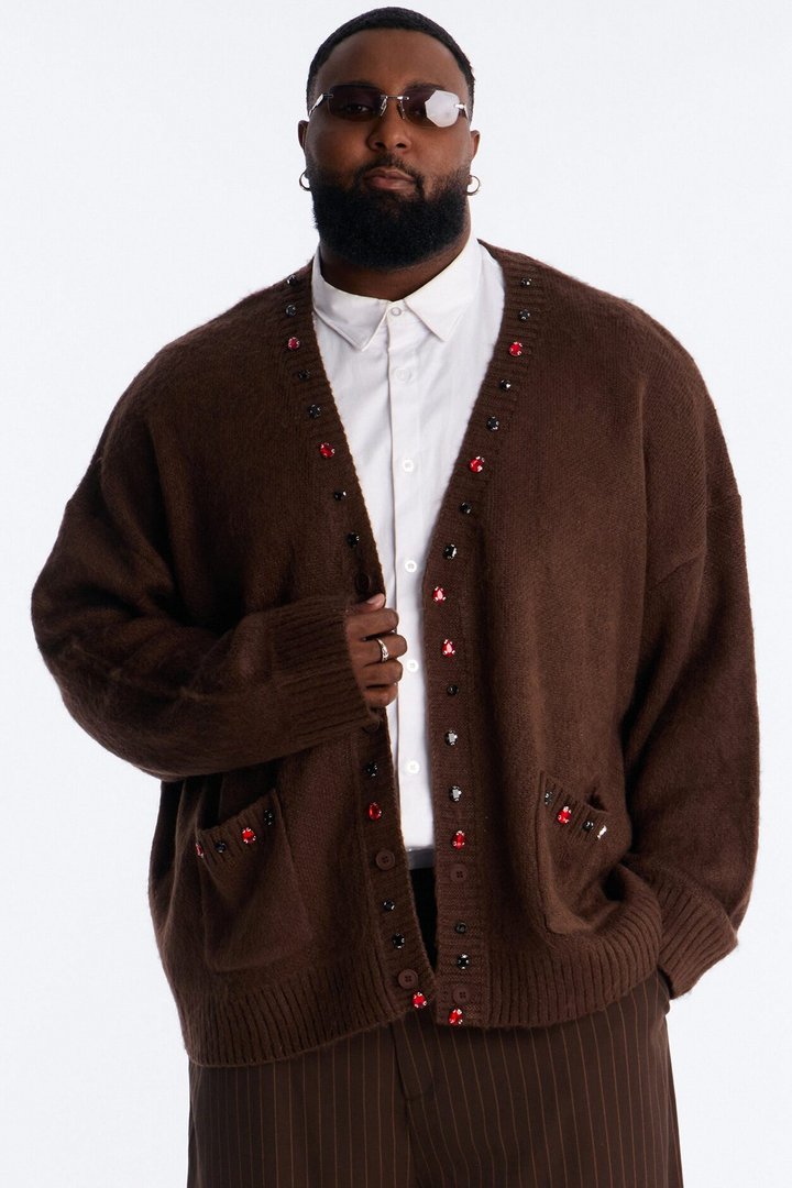 Bejeweled Reverie Cardigan - Brown