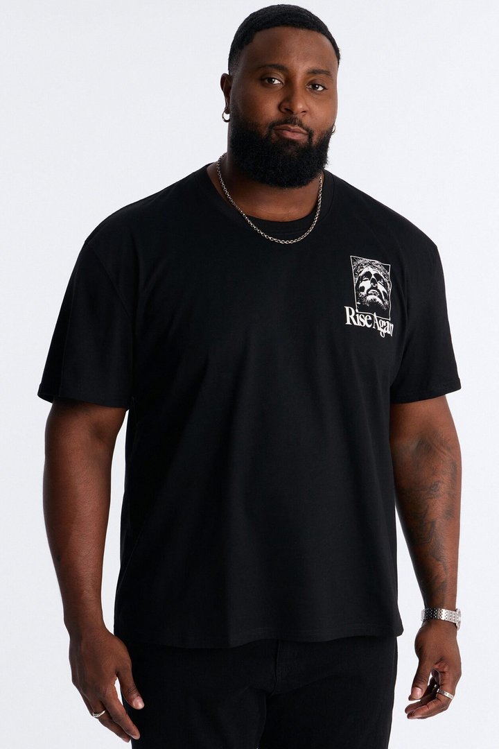 Rise Again Boxy Short Sleeve Tee - Black