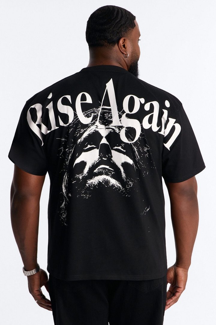Rise Again Boxy Short Sleeve Tee - Black