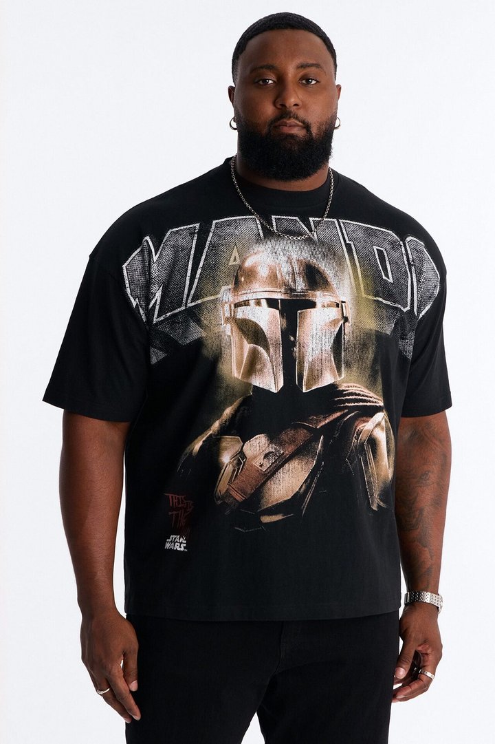 Star Wars Mandalorian Heavy Weight Boxy Short Sleeve Tee - Black
