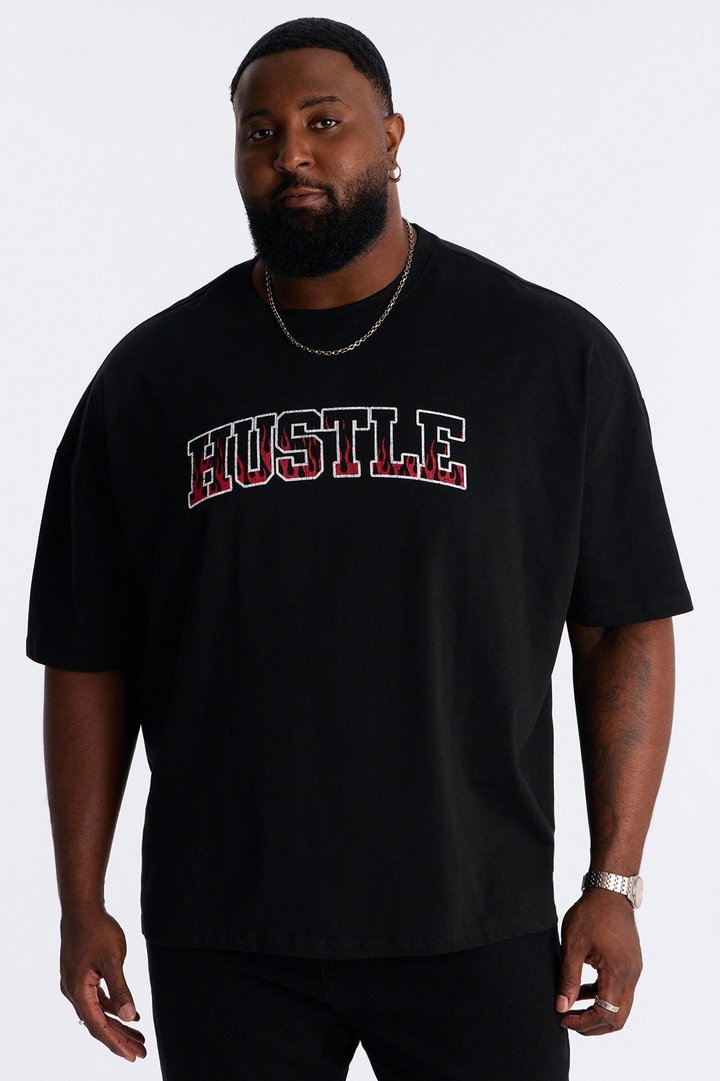 Hustle Heavy Weight Oversized Short Sleeve Tee - Black