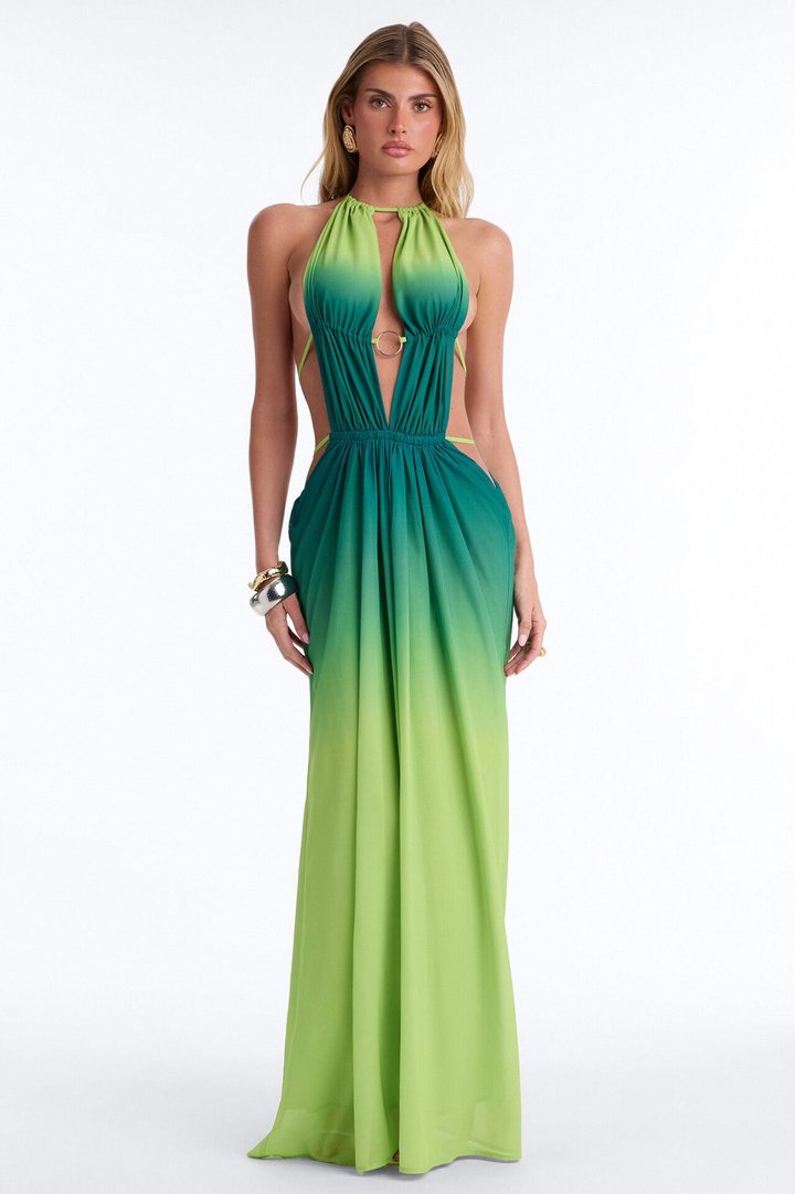 Sweet Paradise Chiffon Ombre Maxi Dress - Green/combo