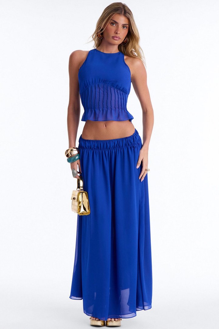 Rowan Chiffon Maxi Skirt Set - CobaltBlue