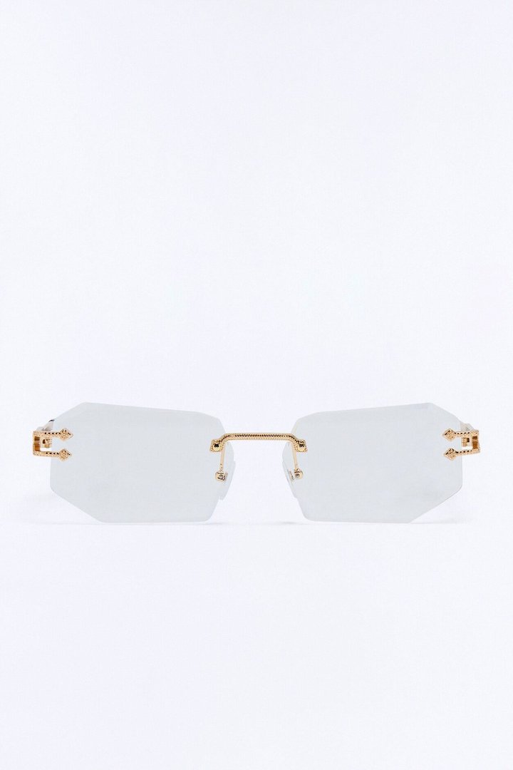 Anubis Frameless Geometric Sunglasses - Gold/Clear