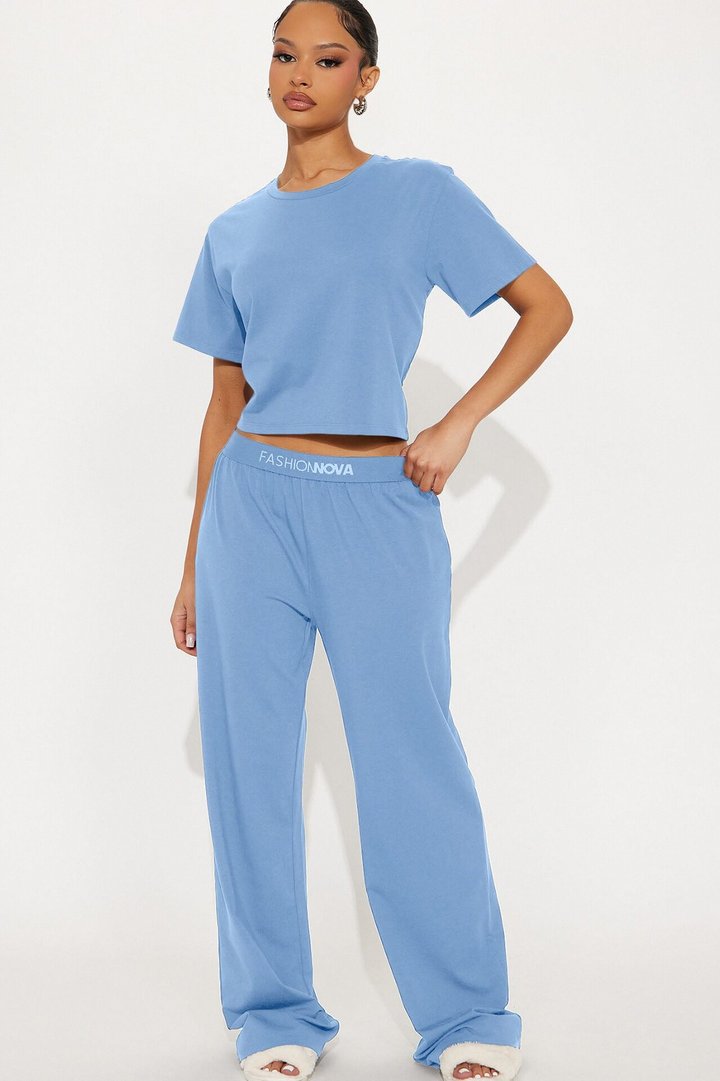 FN Mood Cotton PJ Pant Set - Blue