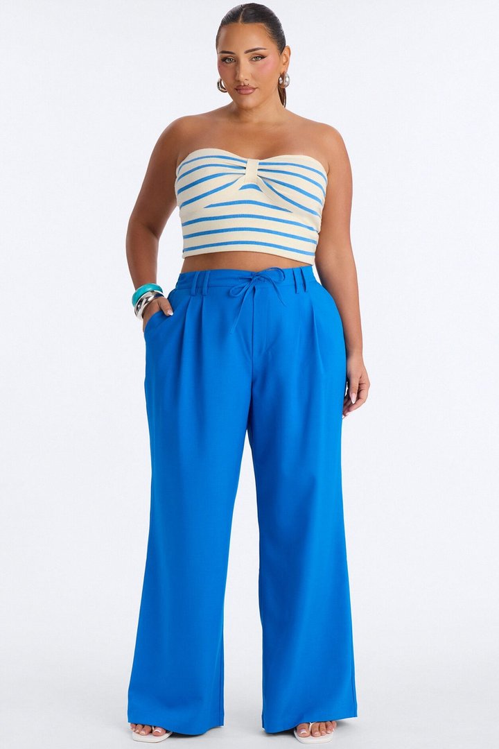Cami Wide Leg Trouser Pant - Blue