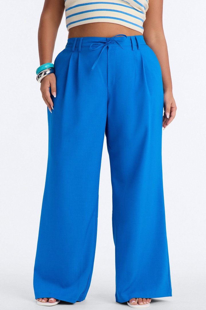 Cami Wide Leg Trouser Pant - Blue