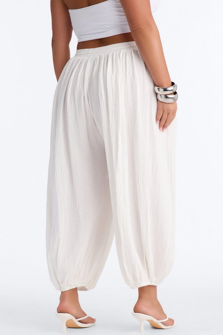 Piper Low Rise Cotton Gauze Balloon Jogger Pant 28″ - White