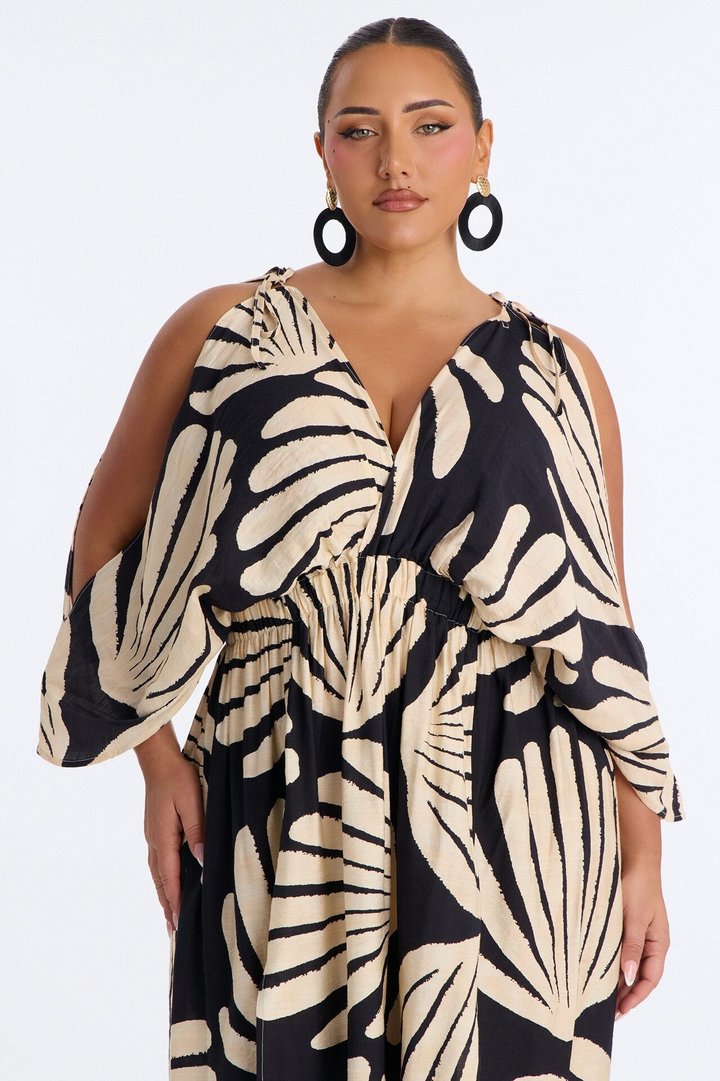 Laurel High Slits Maxi Dress - Black/combo