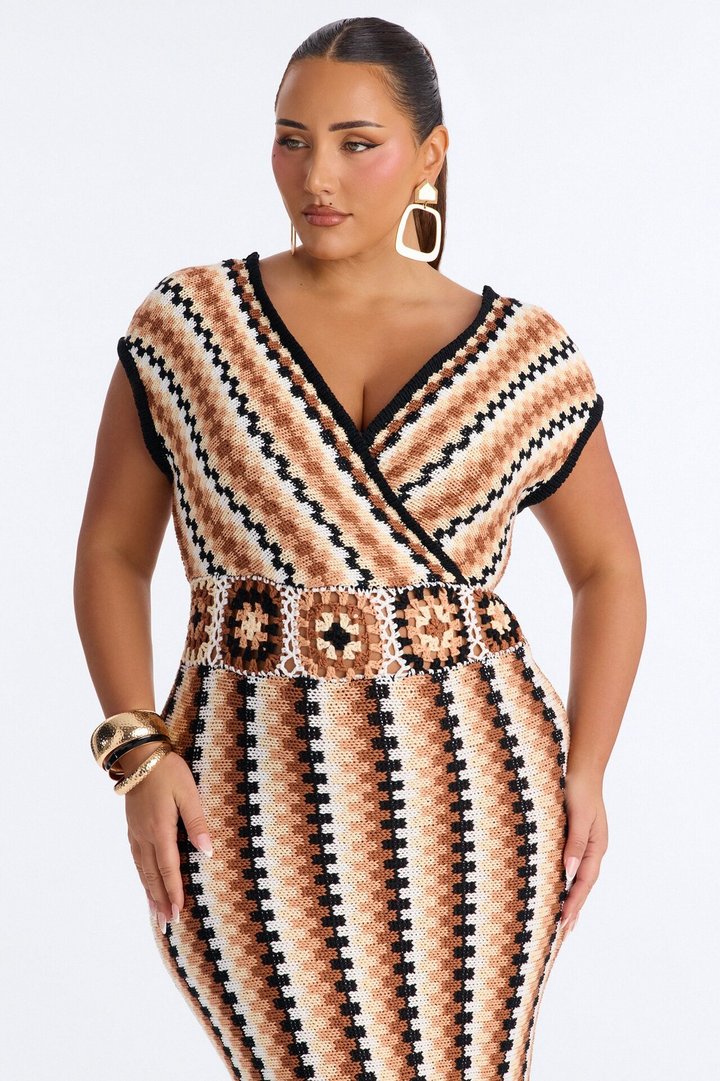 Palm Royale Sweater Maxi Dress - Taupe/combo
