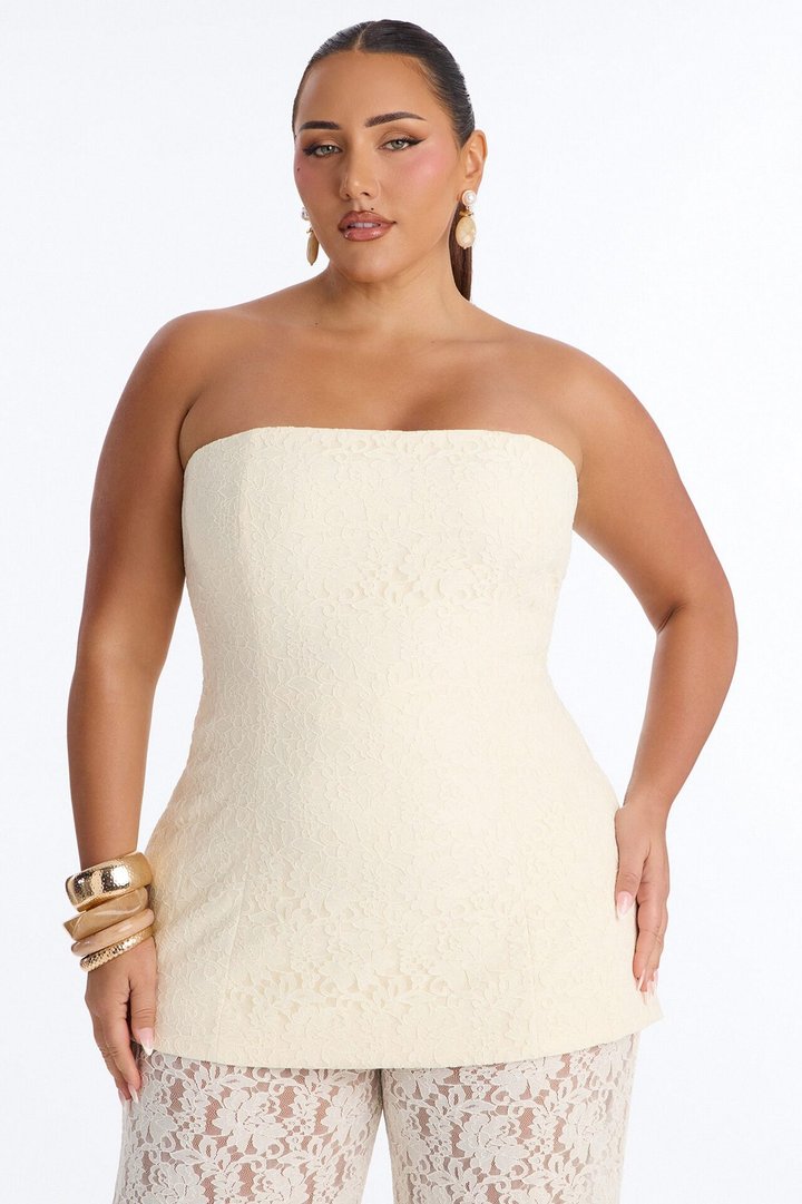 Stella Lace Strapless Jumpsuit - Cream