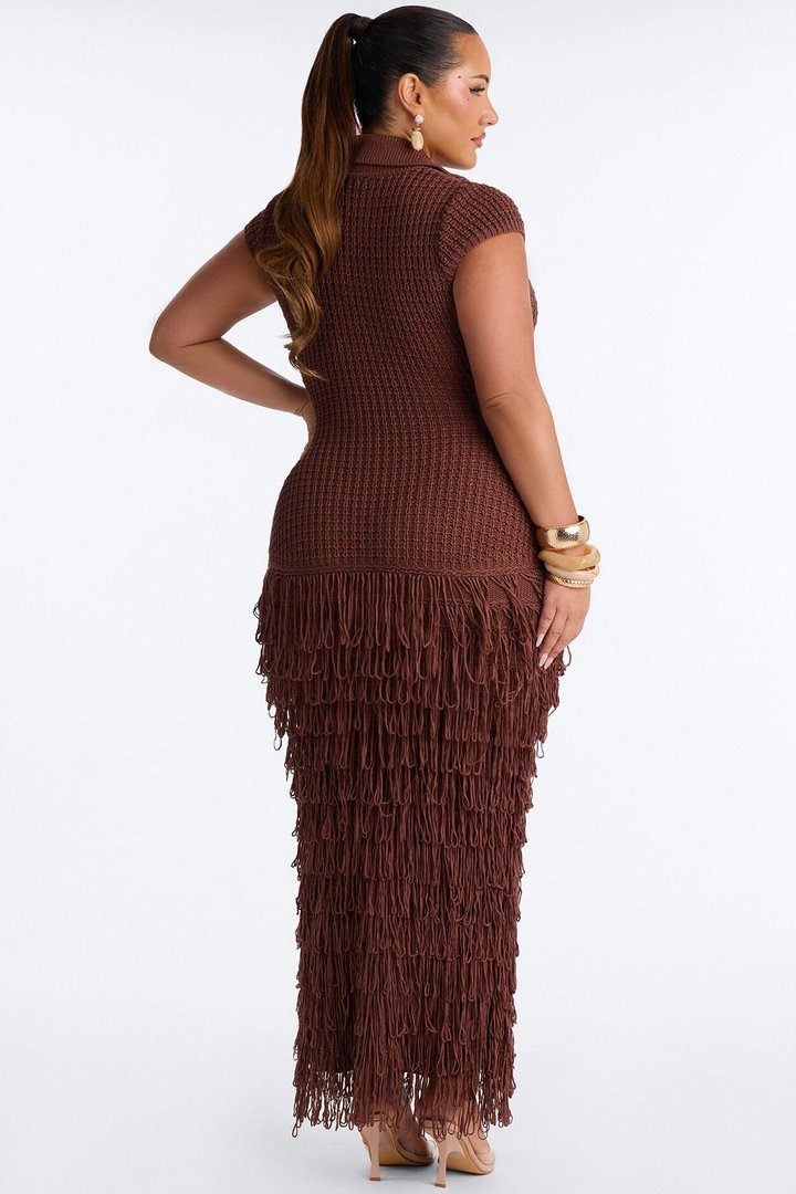 Catalina Crochet Maxi Dress - Chocolate