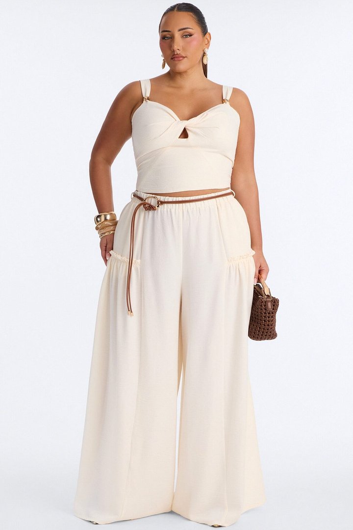 Stacy Belted Pant Set - Cream