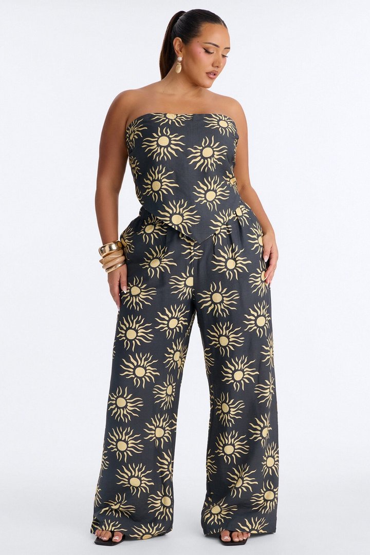 Sun Seeker Linen Pant Set - Charcoal