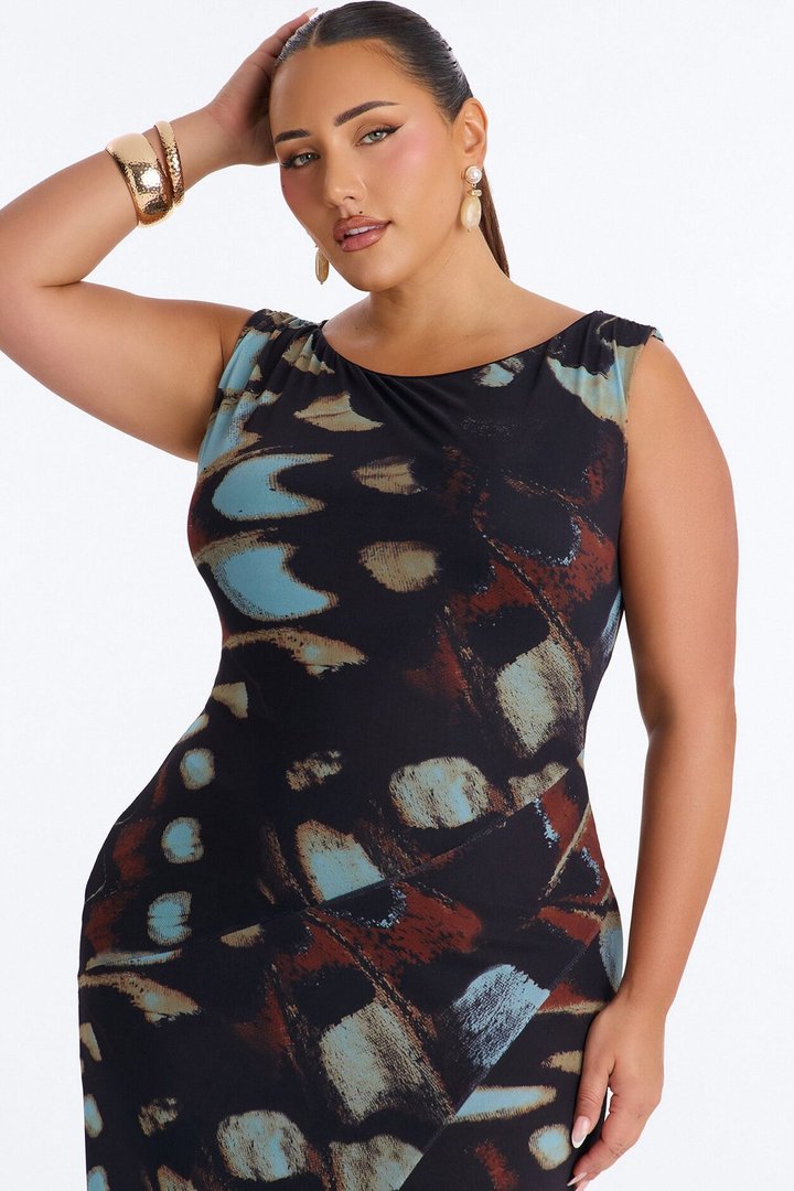 Carmen Off Shoulder Mesh Maxi Dress - Black/combo
