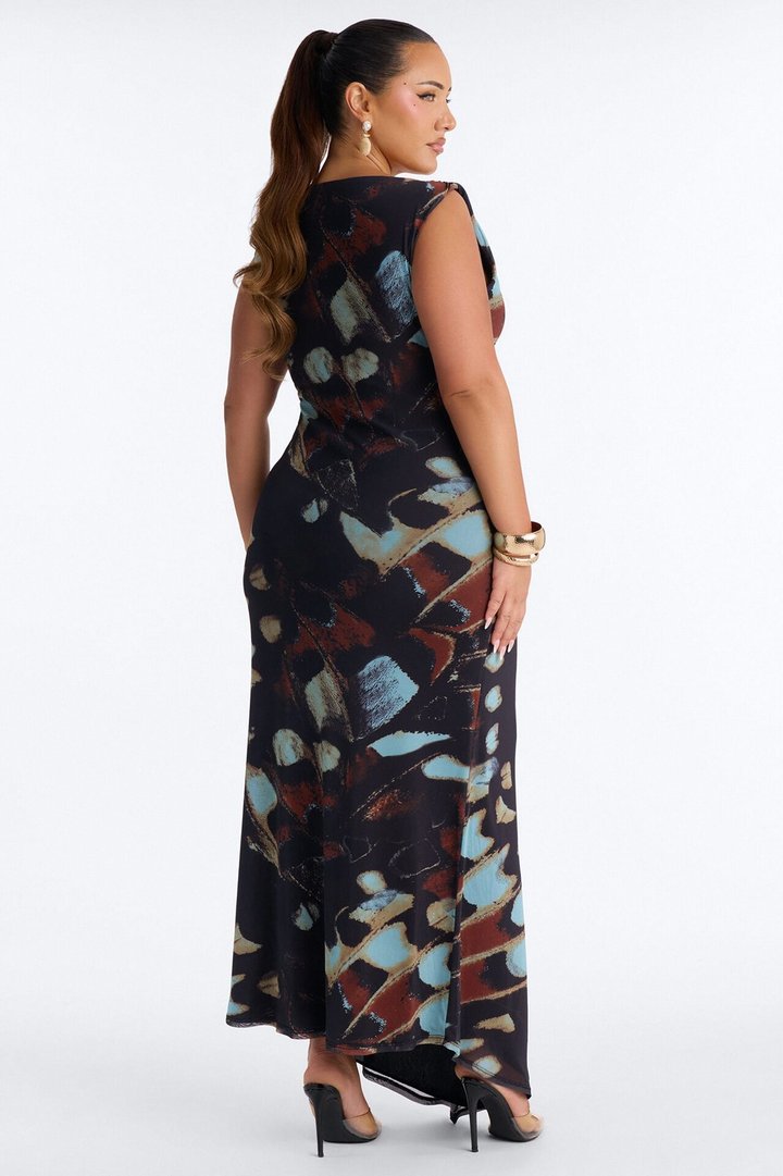 Carmen Off Shoulder Mesh Maxi Dress - Black/combo